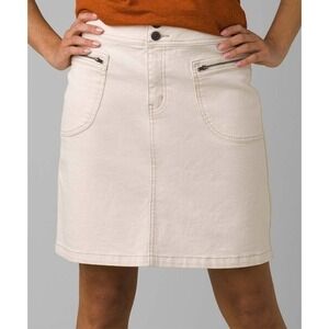 Prana Broadway Skirt Stretch Denim Natural Zip Pockets Size 4 NEW MSRP $79.00
